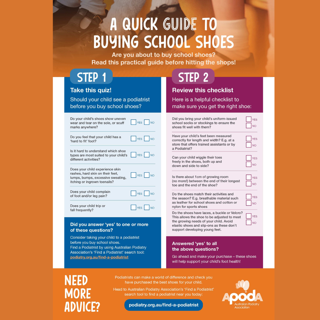 A quick guide to buying school shoes questionaire.